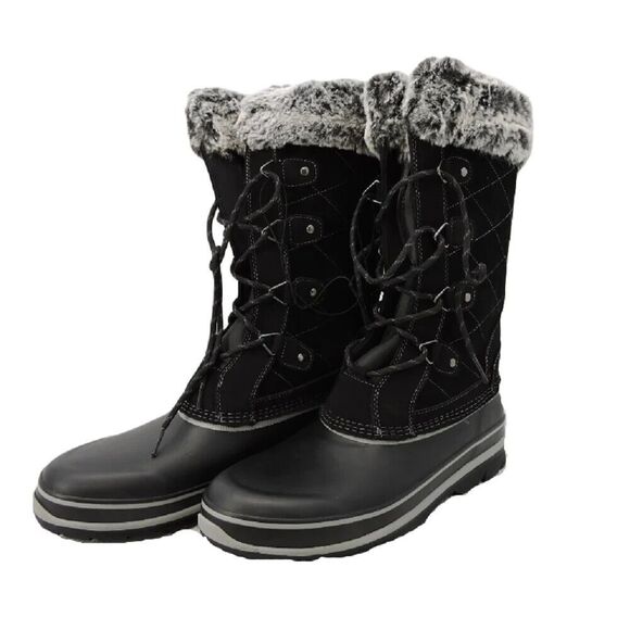 Khombu Shoes - Khombu Women's Ellie Winter Boots Waterproof Quilted Suede Mid Calf, Black, 8